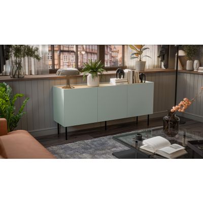 4. FELLINI chest of drawers 150x40x70 olive + oiled oak top