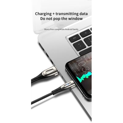 12. Joyroom Sharp Series S-M411 USB-A / micro USB 3A 1.2m Cable with Charging Indicator - Black