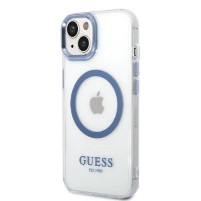 2. Guess Metal Outline MagSafe case for iPhone 14 Plus - blue