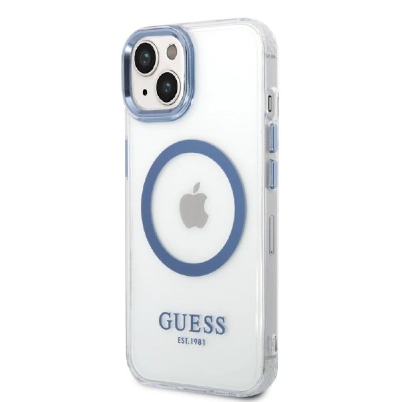 2. Guess Metal Outline MagSafe case for iPhone 14 Plus - blue