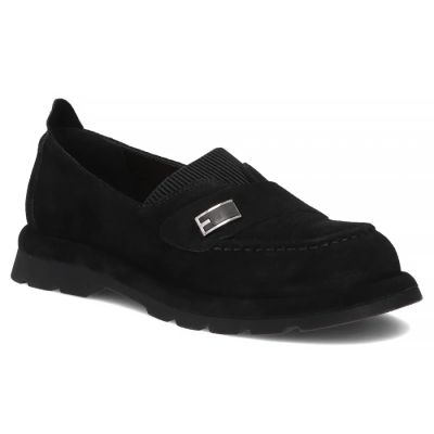 Women's leather moccasins with elastic band, black Filippo DP7947