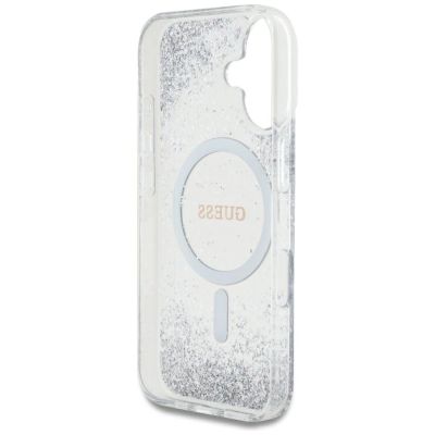 7. Guess HC Resin Bottom Glitter MagSafe case for iPhone 16 - silver