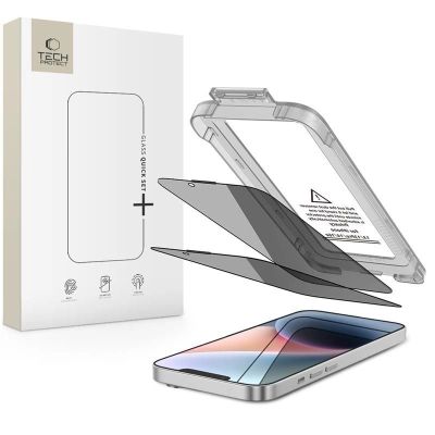 Tech-Protect Quick Set Spy+ Privacy Glass 2-pack for iPhone 13 / 13 Pro / 14 / 16e / 17e