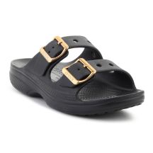 CROCS SATURDAY METALLIC BUCKLE SANDAL IN BLACK 213316-001