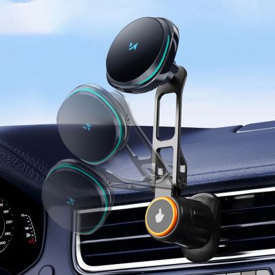 6. Wozinsky WCT5-6S2Y Car Holder with Qi/MagSafe 15W Wireless Charger and Air Vent Fan - Black