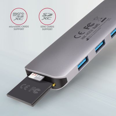 3. Axagon HMC-HCR3A 3x USB-A+ HDMI+ SD/microSD USB-C 3.2 Gen 1 hub 20cm Wired USB 3.2 Gen 1 (3.1 Gen 1) Type-C Gray