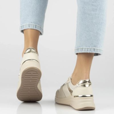 7. Women's leather shoes, sneakers, beige, Filippo DP7769