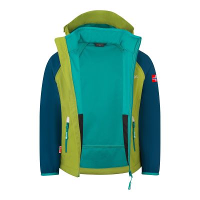 3. Trollkids Rondane Zip-Off XT Softshell Jacket pear green/Madeira blue/sea green (819-360)