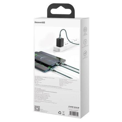 6. Baseus Rapid Series 3in1 USB-C - USB-C / Lightning / micro USB cable 20W PD 1.5m - green