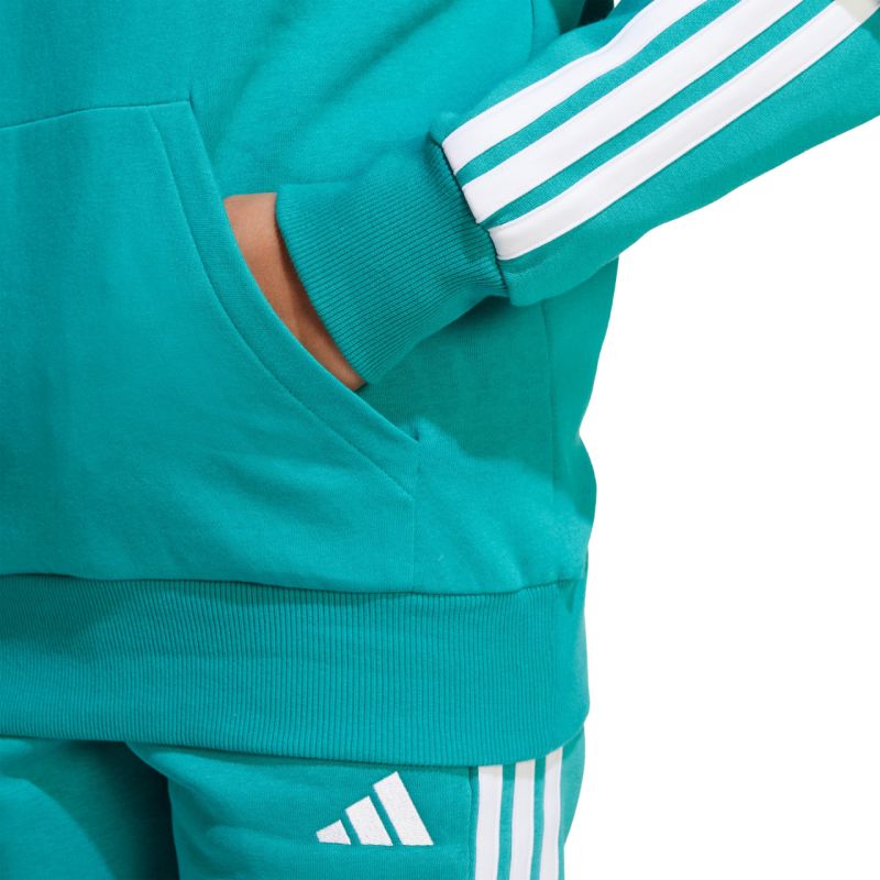 5. adidas 3 Stripes Fleece Hoodie 225 Turquoise JN2417