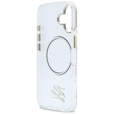 7. Karl Lagerfeld IML KL Script Logo MagSafe Case for iPhone 17 - Transparent