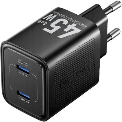 Vention 45W GaN PD Charger 2x USB-C Black