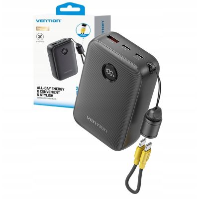 Powerbank Vention 20000mAh 2 x USB-C 1x USB-A with display 22.5W black