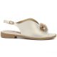 Women's flat leather sandals with crystals, gold, S.Barski 61-6004