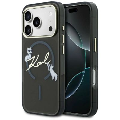 Karl Lagerfeld IML Choupettes Karl Script Logo MagSafe Case for iPhone 17 Pro - Black