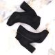 13. Suede ankle boots with a high heel and a platform, insulated M.Daszyński W SAN24A, black