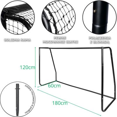 12. FOOTBALL GOAL WITH NET 180x120x60CM ENERO PRO