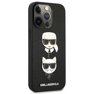 4. Karl Lagerfeld Saffiano Karl&Choupette Head Case for iPhone 13 Pro / 13 - Black