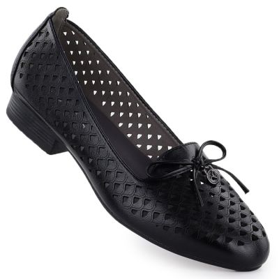 Women's openwork lords shoes black Jezzi 222-5