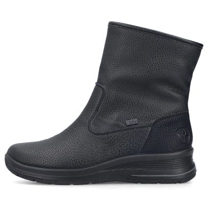 11. Rieker L7760-00 women's waterproof black ankle boots