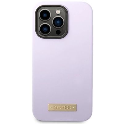 3. Guess GUHMP14LSBPLU iPhone 14 Pro 6.1" purple/purple hard case Silicone Logo Plate MagSafe