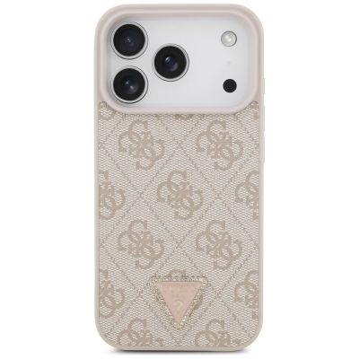 3. Guess Leather 4G Triangle Strass MagSafe Case for iPhone 18 Pro / 17 Pro - Pink