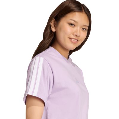 11. adidas Essentials 3-Stripes Cotton Women's T-Shirt Light Purple JV7362