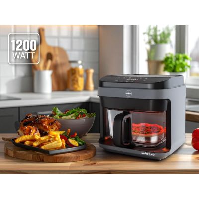 17. ELDOM FAT-FREE FRYER FR500 5.5 L 1200W GLASS CONTAINER, GRID, SILICONE PAD, 8 PROGRAMS, TEMPERATURE CONTROL.