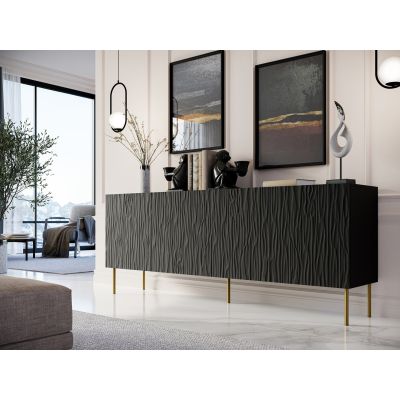 3. JUNGLE chest of drawers 190x40.5x74.5 black matt + gold legs