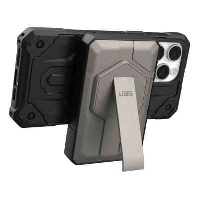 6. UAG Rugged 10K Power Bank – 10000 mAh with Stand, 10 W Wireless Charging, MagSafe Compatible, Cable Included (black/titanium)