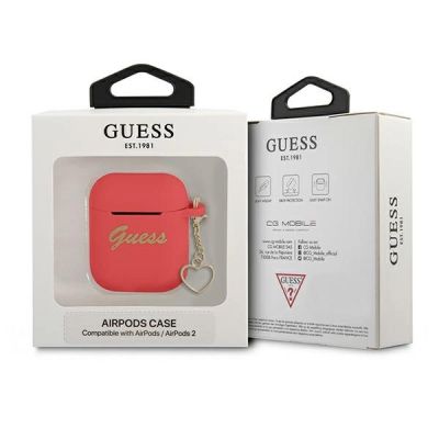 3. Guess GUA2LSCHSR AirPods cover red/red Silicone Charm Heart Collection