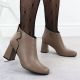 11. Elegant beige leather ankle boots with a block heel Jezzi OLI21-2