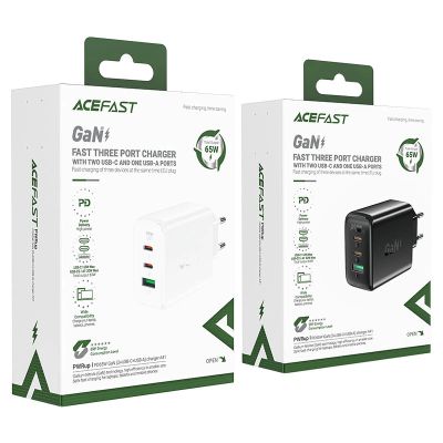 5. Acefast fast charger GaN (2xUSB-C / USB-A) PPS / PD / QC4+ 65W black (A41)