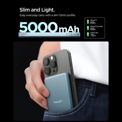 6. Spigen EA2205MQ Essential MagSafe 5000MAH 22.5W QI2 Power Bank - Navy Blue