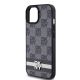 6. DKNY Leather Checkered Mono Pattern & Printed Stripes Case for iPhone 15 Plus / 14 Plus - Black