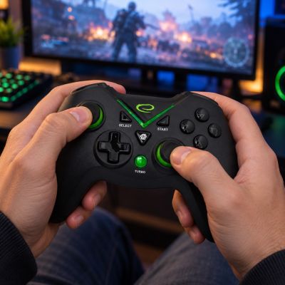 14. Esperanza EGG112K Wireless Gamepad (PC, PS3, Xbox One; black, green)