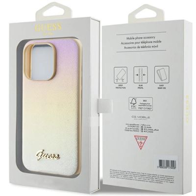 8. Guess GUHCP15XPSAIRSD iPhone 15 Pro Max 6.7" gold/gold hardcase Saffiano Iridescent Script