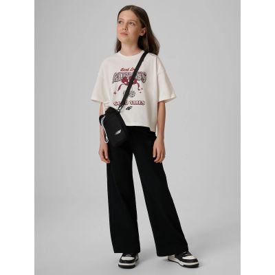 4. Girls' boxy T-shirt with print 4F 4FJRAW26TTSHF4239-11S