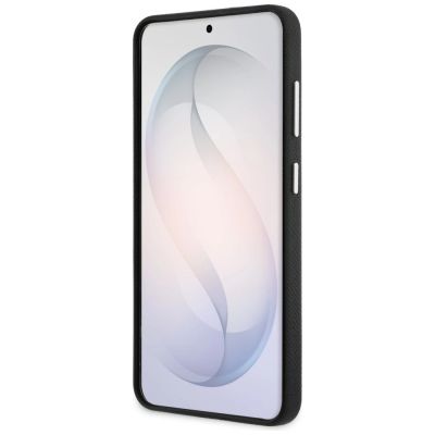 5. Karl Lagerfeld Grained Signature Metal Resin Logo Case for Samsung Galaxy S26 - Black