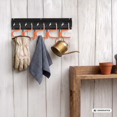 4. MACLEAN WALL ORGANIZER FOR GARDEN TOOLS MACLEAN WALL ORGANIZER FOR GARDEN TOOLS, STEEL, WITH HOOKS, MAX. O
