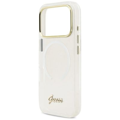6. Guess IML Gradient Script Metal MagSafe Case for iPhone 17 Pro - White
