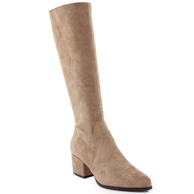 9. Beige Suede-Look Heeled Women’s Boots Sergio Leone KZ212