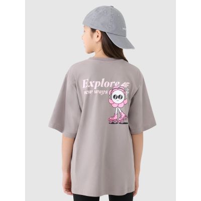 3. Girls' oversize T-shirt with print 4F 4FJRSS25TTSHF2586-83S