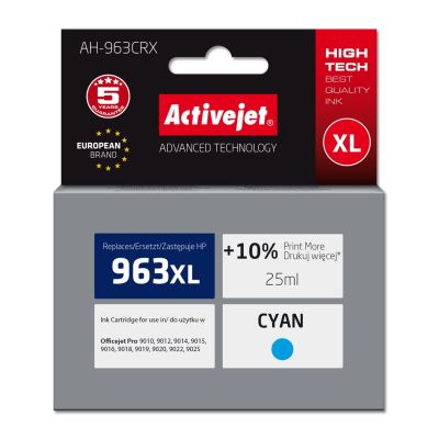 Activejet AH-963CRX Ink Cartridge (replaces HP 963XL 3JA27AE; Premium; 1760 pages; 25 ml, blue)