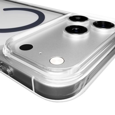 10. Puro Lite Mag TPU+PC Case Compatible with MagSafe for iPhone 17 Pro Max - Transparent with Blue Ring