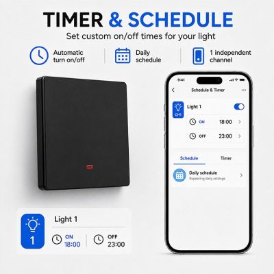 10. QOLTEC LIGHT ON/OFF SWITCH | 1-CHANNEL | WI-FI | TIMER | TUYA | BLACK