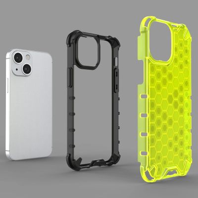 5. Honeycomb Case armor cover with TPU Bumper for iPhone 13 mini transparent