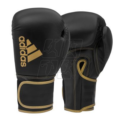 6. adidas HYBRID 80 ADIH80 boxing gloves black gold