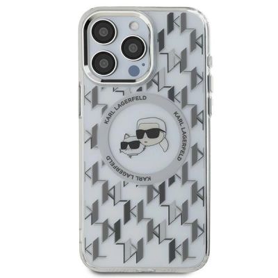 3. Karl Lagerfeld IML Monogram Karl & Choupette Head MagSafe iPhone 15 Pro Case - Clear