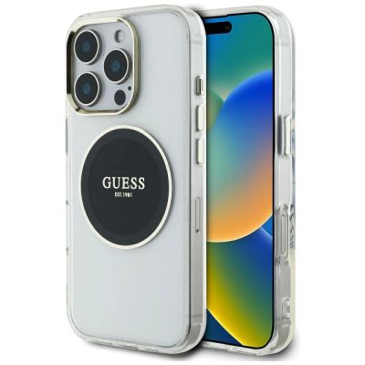 Guess IML Metal Colored Circle Classic Logo MagSafe case for iPhone 16 Pro - black